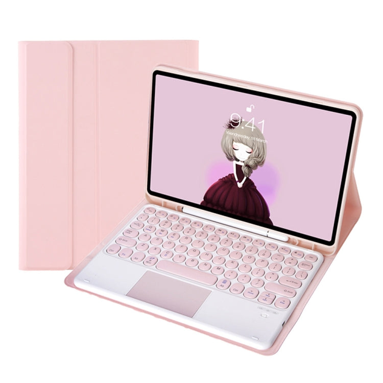 YT098B-A Abnehmbare Candy Color Hautgefühl Textur Runde Tastenkappe Bluetooth-Tastatur Lederhülle mit Touch-Steuerung Für iPad Air 11 2024 / 2025 / Air 4 10,9 2020 / Air 5 10,9 2022 (Lila), Für iPad 9,7 Zoll 2018 & 2017 / Pro 9,7 Zoll / Air 2 / Air