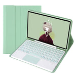 YT098B-A Abnehmbare Candy Color Hautgefühl Textur Runde Tastenkappe Bluetooth-Tastatur Lederhülle mit Touch-Steuerung Für iPad Air 11 2024 / 2025 / Air 4 10,9 2020 / Air 5 10,9 2022 (Lila), Für iPad 9,7 Zoll 2018 & 2017 / Pro 9,7 Zoll / Air 2 / Air