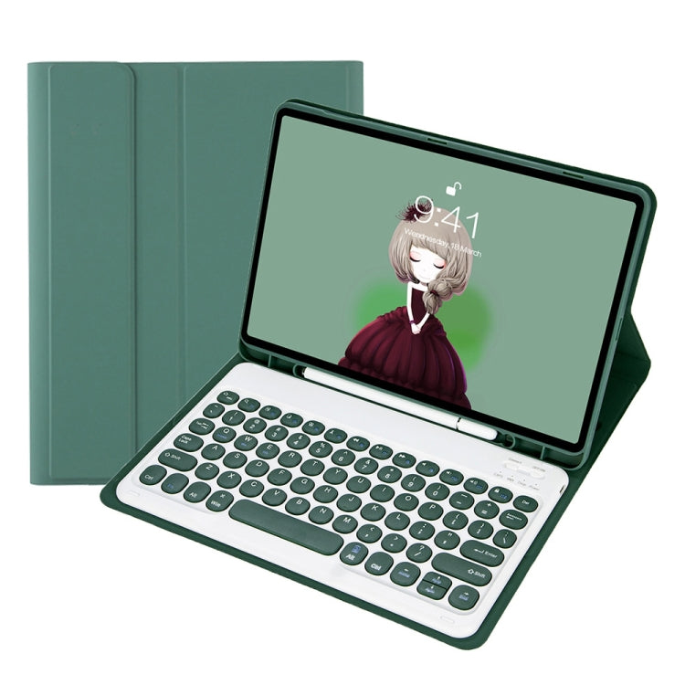 YT11B Abnehmbare Candy Color Hautgefühl Textur Runde Tastenkappe Bluetooth-Tastatur Lederhülle Für iPad Air 4 2020 / Air 5 2022 / Pro 11 Zoll 2022 / 2021 / 2020 / 2018 (Weiß Eis), iPad 10,2 2020 & 2019 / Air 2019 / Pro 10,5 Zoll