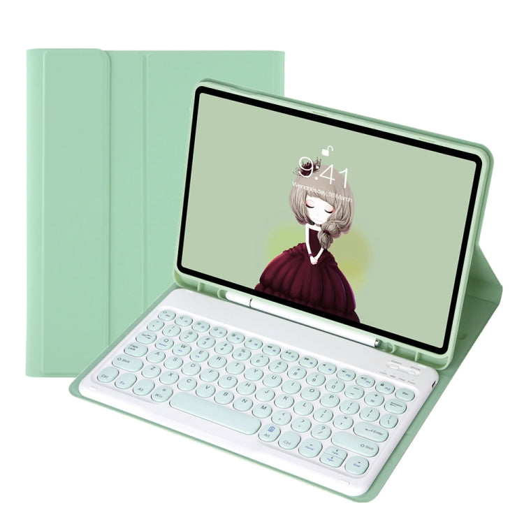 YT11B Abnehmbare Candy Color Hautgefühl Textur Runde Tastenkappe Bluetooth-Tastatur Lederhülle Für iPad Air 4 2020 / Air 5 2022 / Pro 11 Zoll 2022 / 2021 / 2020 / 2018 (Weiß Eis), iPad 10,2 2020 & 2019 / Air 2019 / Pro 10,5 Zoll