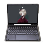 YA098B-A Abnehmbare Lammlederstruktur Rundtasten Bluetooth Tastatur Lederhülle mit Touch-Steuerung & Stifthalter & Ständer, Für iPad Air 5 / 4 10,9 Zoll 2020 / Pro 11 Zoll 2020 / 2018, Für iPad 10,2 (2020) & (2019) / Air 3 10,5 Zoll / Pro 10,5 Zoll