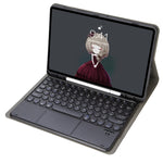 YA098B-A Abnehmbare Lammlederstruktur Rundtasten Bluetooth Tastatur Lederhülle mit Touch-Steuerung & Stifthalter & Ständer, Für iPad Air 5 / 4 10,9 Zoll 2020 / Pro 11 Zoll 2020 / 2018, Für iPad 10,2 (2020) & (2019) / Air 3 10,5 Zoll / Pro 10,5 Zoll