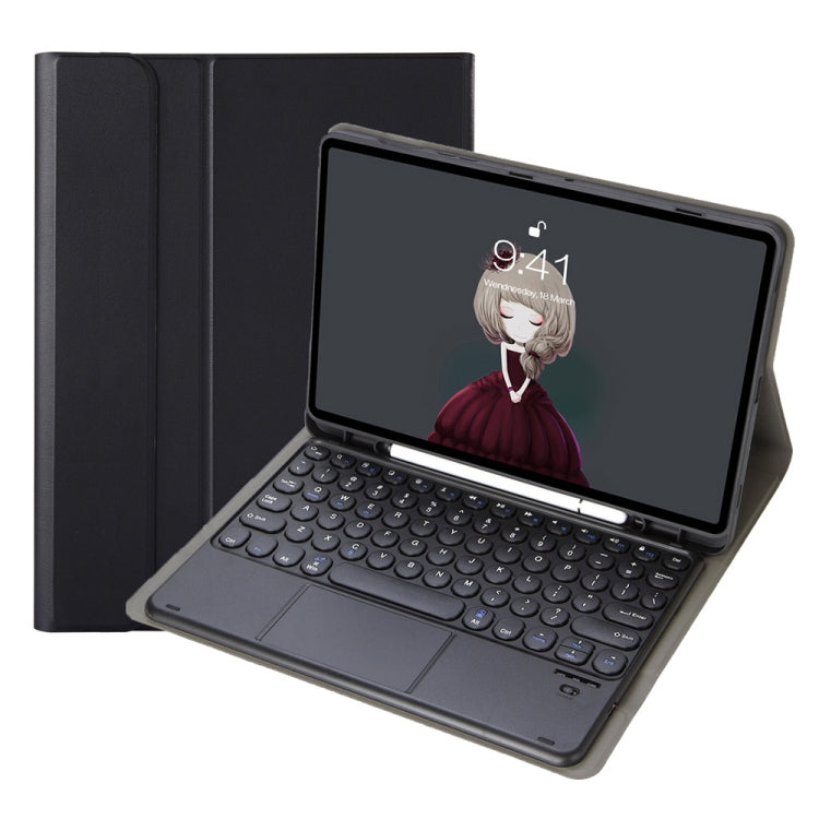 YA098B-A Abnehmbare Lammlederstruktur Rundtasten Bluetooth Tastatur Lederhülle mit Touch-Steuerung & Stifthalter & Ständer, Für iPad Air 5 / 4 10,9 Zoll 2020 / Pro 11 Zoll 2020 / 2018, Für iPad 10,2 (2020) & (2019) / Air 3 10,5 Zoll / Pro 10,5 Zoll