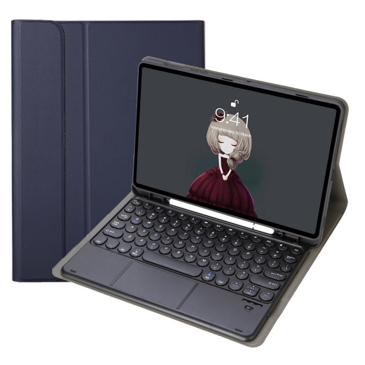 YA098B-A Abnehmbare Lammlederstruktur Rundtasten Bluetooth Tastatur Lederhülle mit Touch-Steuerung & Stifthalter & Ständer, Für iPad Air 5 / 4 10,9 Zoll 2020 / Pro 11 Zoll 2020 / 2018, Für iPad 10,2 (2020) & (2019) / Air 3 10,5 Zoll / Pro 10,5 Zoll