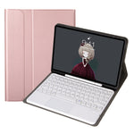YA098B-A Abnehmbare Lammlederstruktur Rundtasten Bluetooth Tastatur Lederhülle mit Touch-Steuerung & Stifthalter & Ständer, Für iPad Air 5 / 4 10,9 Zoll 2020 / Pro 11 Zoll 2020 / 2018, Für iPad 10,2 (2020) & (2019) / Air 3 10,5 Zoll / Pro 10,5 Zoll