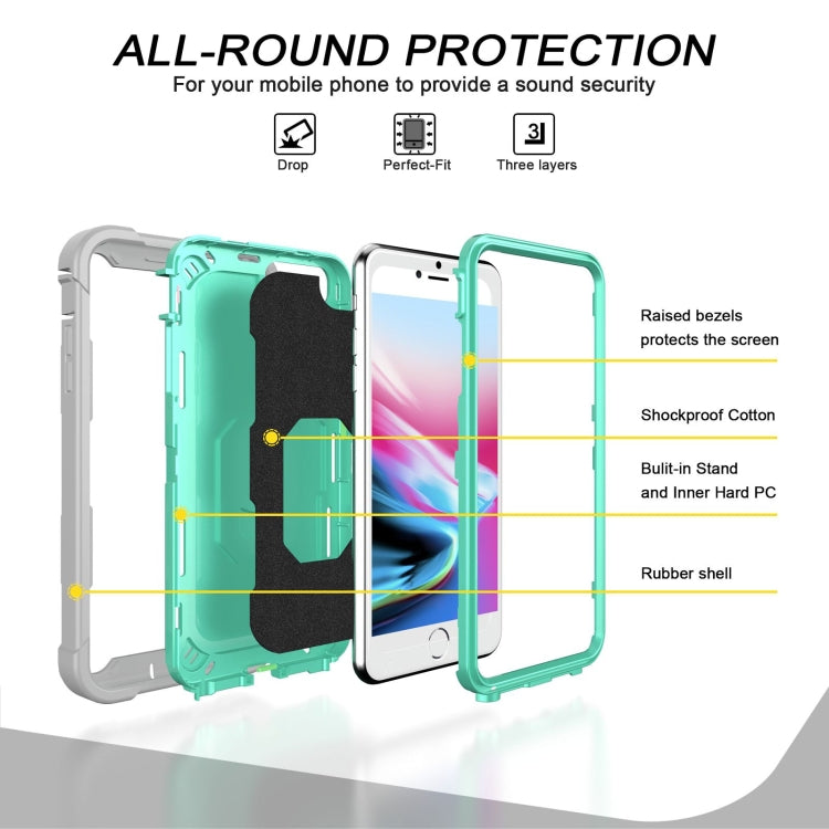 PC + Rubber 3-layers Shockproof Protective Case with Rotating Holder, For iPhone 8 Plus / 7 Plus, For iPhone 11, For iPhone 11 Pro, For iPhone 11 Pro Max
