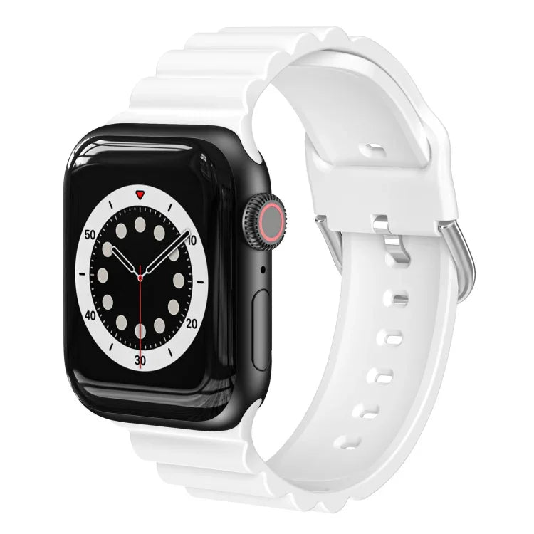 Business B Style Silicone Watch Strap, For Apple Watch Series 7 45mm / 6 & SE & 5 & 4 44mm / 3 & 2 & 1 42mm, For Apple Watch Ultra 49mm / Series 8&7 45mm / SE 2&6&SE&5&4 44mm / 3&2&1 42mm