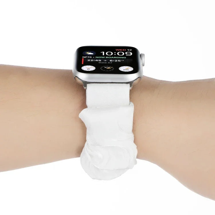 Shell Pattern Hair Ring Cloth Watch Strap, For Apple Watch Ultra 49mm / Series 8&7 45mm / SE 2&6&SE&5&4 44mm / 3&2&1 42mm, For Apple Watch Series 8&7 41mm / SE 2&6&SE&5&4 40mm / 3&2&1 38mm                                                                ...