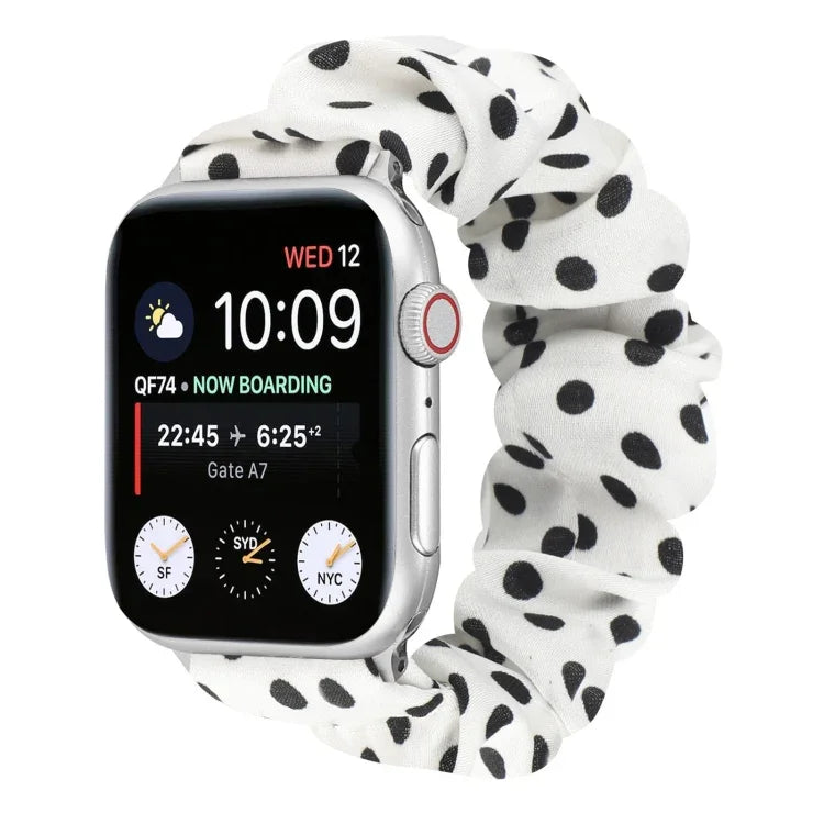 Haargummi-Stoffarmband mit Punkten, für Apple Watch Ultra 49mm / Series 8&7 45mm / SE 2&6&SE&5&4 44mm / 3&2&1 42mm, für Apple Watch Series 8&7 41mm / SE 2&6&SE&5&4 40mm / 3&2&1 38mm, für Apple Watch Series 7 41mm / 6 & SE & 5 & 4 40mm / 3 & 2 & 1 38mm