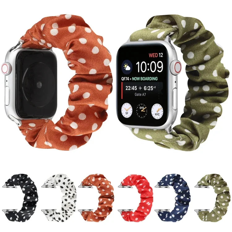 Haargummi-Stoffarmband mit Punkten, für Apple Watch Ultra 49mm / Series 8&7 45mm / SE 2&6&SE&5&4 44mm / 3&2&1 42mm, für Apple Watch Series 8&7 41mm / SE 2&6&SE&5&4 40mm / 3&2&1 38mm, für Apple Watch Series 7 41mm / 6 & SE & 5 & 4 40mm / 3 & 2 & 1 38mm