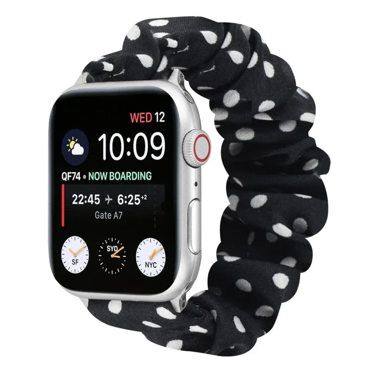 Haargummi-Stoffarmband mit Punkten, für Apple Watch Ultra 49mm / Series 8&7 45mm / SE 2&6&SE&5&4 44mm / 3&2&1 42mm, für Apple Watch Series 8&7 41mm / SE 2&6&SE&5&4 40mm / 3&2&1 38mm, für Apple Watch Series 7 41mm / 6 & SE & 5 & 4 40mm / 3 & 2 & 1 38mm