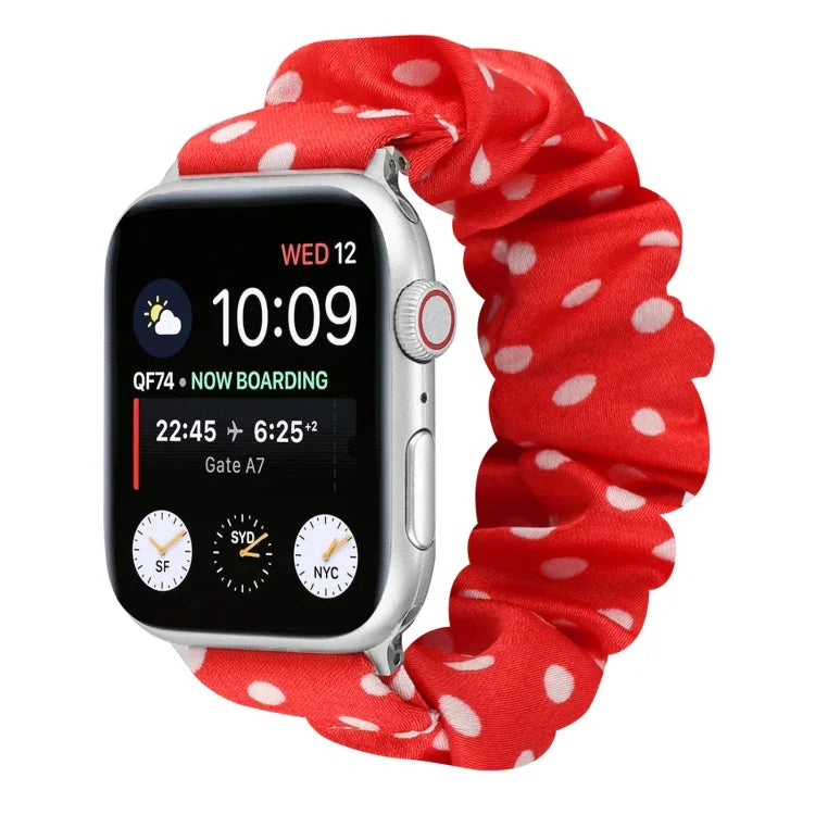 Haargummi-Stoffarmband mit Punkten, für Apple Watch Ultra 49mm / Series 8&7 45mm / SE 2&6&SE&5&4 44mm / 3&2&1 42mm, für Apple Watch Series 8&7 41mm / SE 2&6&SE&5&4 40mm / 3&2&1 38mm, für Apple Watch Series 7 41mm / 6 & SE & 5 & 4 40mm / 3 & 2 & 1 38mm