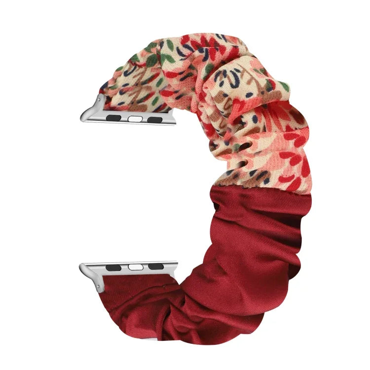Schmetterlingsmuster Haargummi Stoff Uhrenarmband, Für Apple Watch Ultra 49mm / Series 8&7 45mm / SE 2&6&SE&5&4 44mm / 3&2&1 42mm, Für Apple Watch Series 8&7 41mm / SE 2&6&SE&5&4 40mm / 3&2&1 38mm