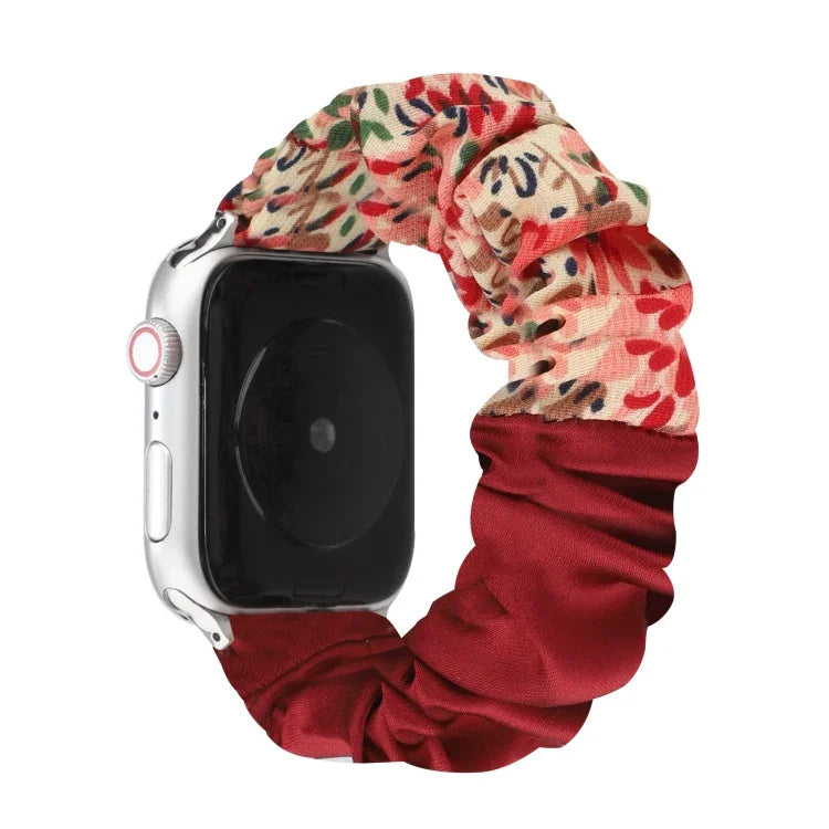 Schmetterlingsmuster Haargummi Stoff Uhrenarmband, Für Apple Watch Ultra 49mm / Series 8&7 45mm / SE 2&6&SE&5&4 44mm / 3&2&1 42mm, Für Apple Watch Series 8&7 41mm / SE 2&6&SE&5&4 40mm / 3&2&1 38mm