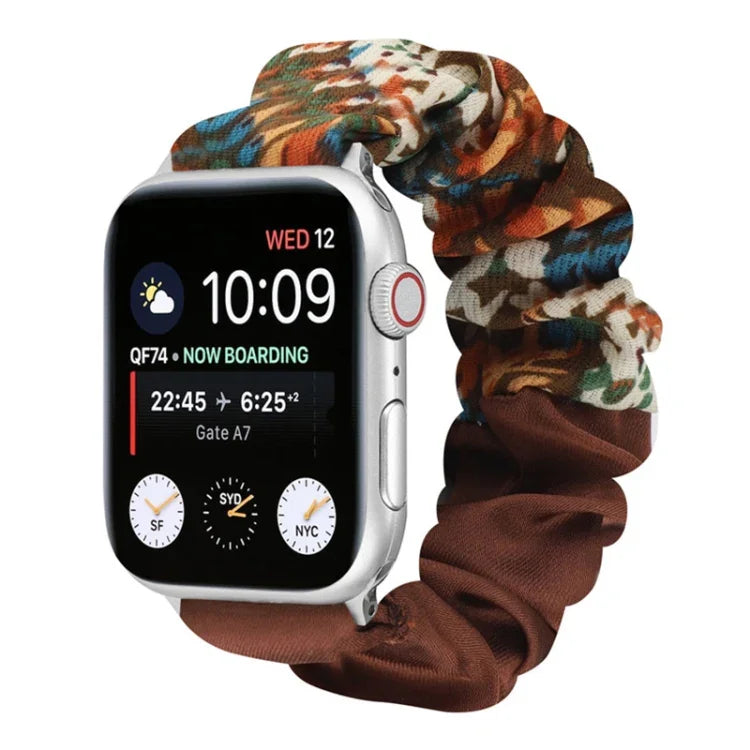 Schmetterlingsmuster Haargummi Stoff Uhrenarmband, Für Apple Watch Ultra 49mm / Series 8&7 45mm / SE 2&6&SE&5&4 44mm / 3&2&1 42mm, Für Apple Watch Series 8&7 41mm / SE 2&6&SE&5&4 40mm / 3&2&1 38mm