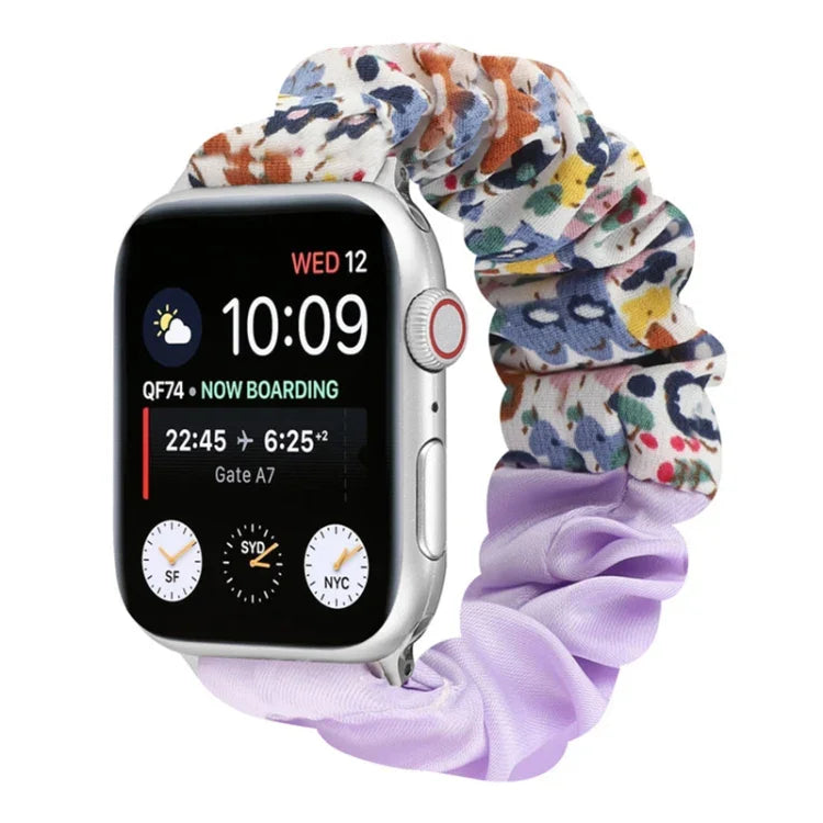 Schmetterlingsmuster Haargummi Stoff Uhrenarmband, Für Apple Watch Ultra 49mm / Series 8&7 45mm / SE 2&6&SE&5&4 44mm / 3&2&1 42mm, Für Apple Watch Series 8&7 41mm / SE 2&6&SE&5&4 40mm / 3&2&1 38mm
