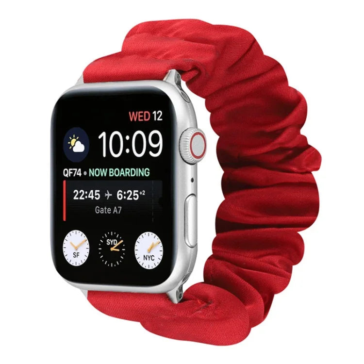 Schmetterlingsmuster Haargummi Stoff Uhrenarmband, Für Apple Watch Ultra 49mm / Series 8&7 45mm / SE 2&6&SE&5&4 44mm / 3&2&1 42mm, Für Apple Watch Series 8&7 41mm / SE 2&6&SE&5&4 40mm / 3&2&1 38mm