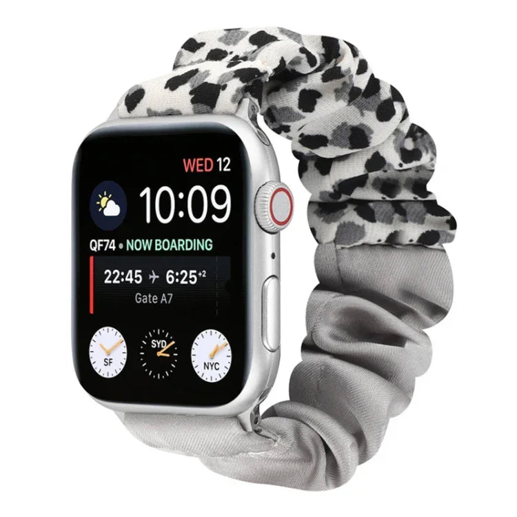 Schmetterlingsmuster Haargummi Stoff Uhrenarmband, Für Apple Watch Ultra 49mm / Series 8&7 45mm / SE 2&6&SE&5&4 44mm / 3&2&1 42mm, Für Apple Watch Series 8&7 41mm / SE 2&6&SE&5&4 40mm / 3&2&1 38mm