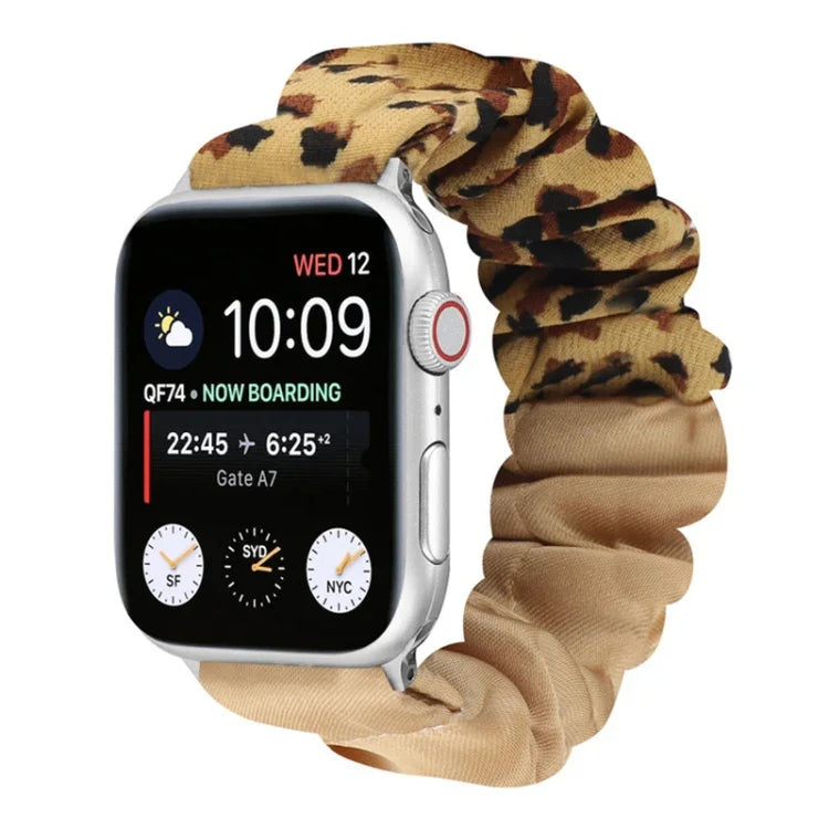 Schmetterlingsmuster Haargummi Stoff Uhrenarmband, Für Apple Watch Ultra 49mm / Series 8&7 45mm / SE 2&6&SE&5&4 44mm / 3&2&1 42mm, Für Apple Watch Series 8&7 41mm / SE 2&6&SE&5&4 40mm / 3&2&1 38mm