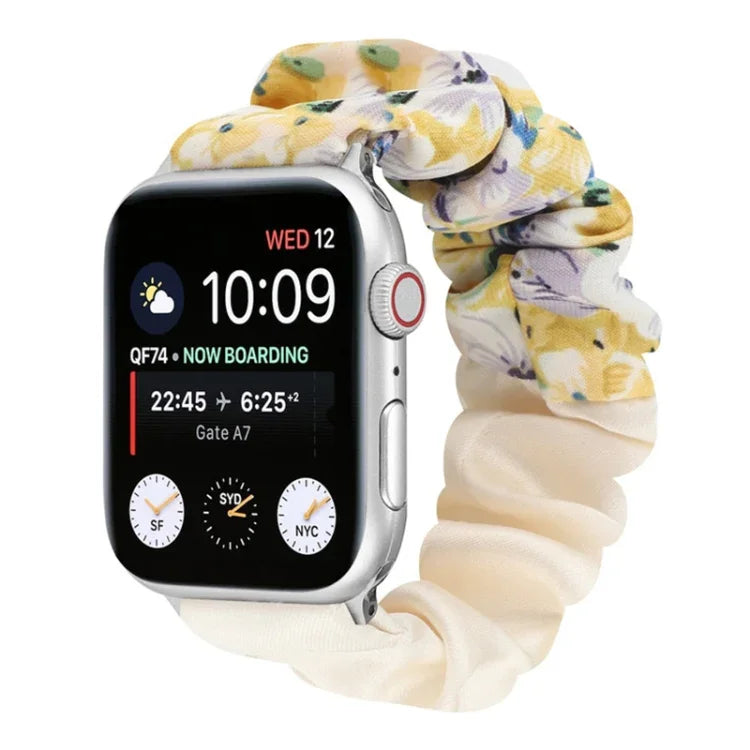 Schmetterlingsmuster Haargummi Stoff Uhrenarmband, Für Apple Watch Ultra 49mm / Series 8&7 45mm / SE 2&6&SE&5&4 44mm / 3&2&1 42mm, Für Apple Watch Series 8&7 41mm / SE 2&6&SE&5&4 40mm / 3&2&1 38mm