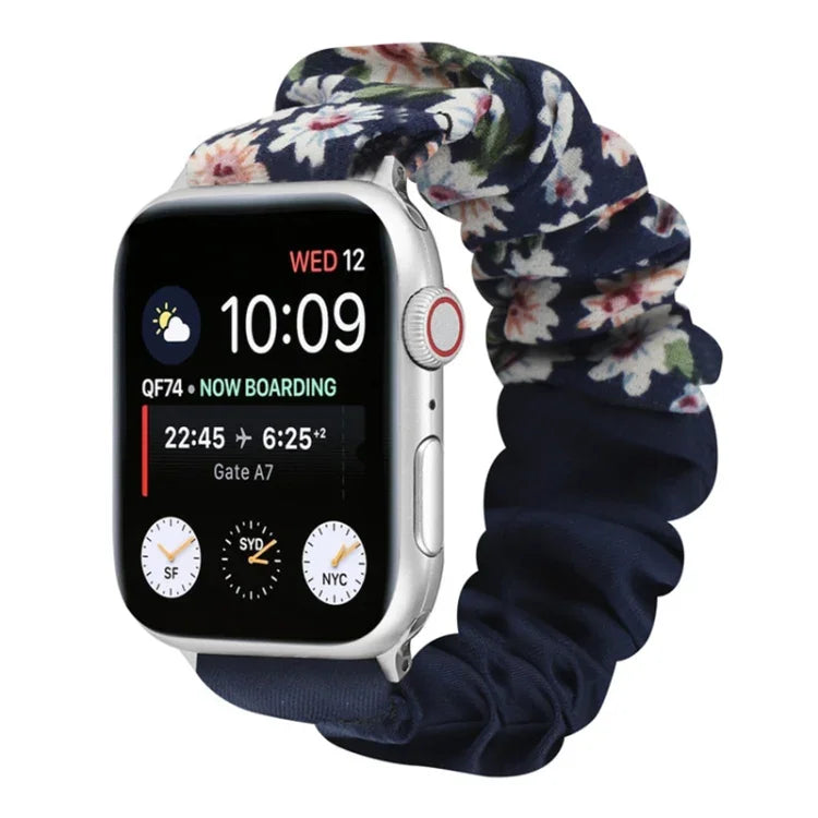 Schmetterlingsmuster Haargummi Stoff Uhrenarmband, Für Apple Watch Ultra 49mm / Series 8&7 45mm / SE 2&6&SE&5&4 44mm / 3&2&1 42mm, Für Apple Watch Series 8&7 41mm / SE 2&6&SE&5&4 40mm / 3&2&1 38mm