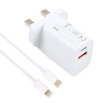 20-W-USB-C-/Typ-C- + USB-Anschlüsse Ladegerät mit 100-W-Typ-C-auf-8-Pin-Schnellladekabel, 1 m Typ-C-auf-8-Pin, UK-Stecker, 1 m Typ-C-auf-8-Pin, US-Stecker, 1 m Typ-C-auf-8-Pin, EU-Stecker, 2 m Typ-C-auf-8-Pin, UK-Stecker, 2 m Typ-C-auf-8-Pin, US-Stecker