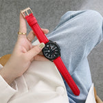 Genähtes Uhrenarmband aus Litschi-Textur-Leder, Ersatzarmband für Samsung Galaxy Watch 42mm, für Samsung Galaxy Watch 46mm, für Samsung Galaxy Watch 3 41mm, für Samsung Galaxy Watch 3 45mm, für Samsung Galaxy Watch Active2 40mm