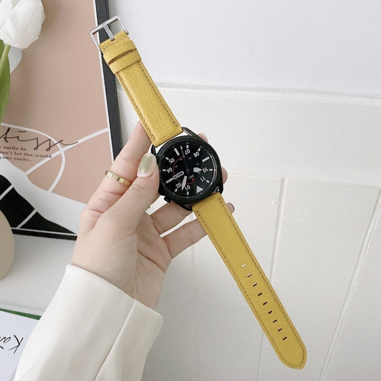 Genähtes Uhrenarmband aus Litschi-Textur-Leder, Ersatzarmband für Samsung Galaxy Watch 42mm, für Samsung Galaxy Watch 46mm, für Samsung Galaxy Watch 3 41mm, für Samsung Galaxy Watch 3 45mm, für Samsung Galaxy Watch Active2 40mm