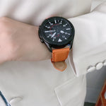 Genähtes Uhrenarmband aus Litschi-Textur-Leder, Ersatzarmband für Samsung Galaxy Watch 42mm, für Samsung Galaxy Watch 46mm, für Samsung Galaxy Watch 3 41mm, für Samsung Galaxy Watch 3 45mm, für Samsung Galaxy Watch Active2 40mm