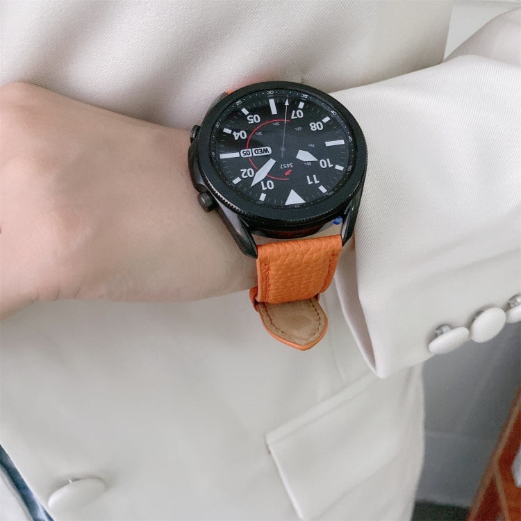 Genähtes Uhrenarmband aus Litschi-Textur-Leder, Ersatzarmband für Samsung Galaxy Watch 42mm, für Samsung Galaxy Watch 46mm, für Samsung Galaxy Watch 3 41mm, für Samsung Galaxy Watch 3 45mm, für Samsung Galaxy Watch Active2 40mm