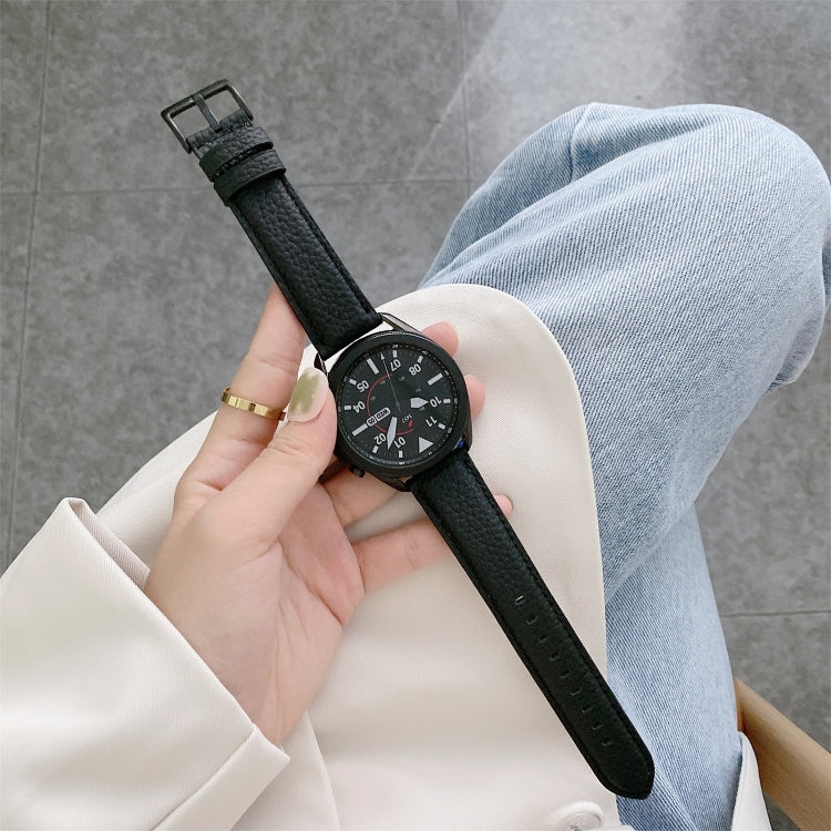 Genähtes Uhrenarmband aus Litschi-Textur-Leder, Ersatzarmband für Samsung Galaxy Watch 42mm, für Samsung Galaxy Watch 46mm, für Samsung Galaxy Watch 3 41mm, für Samsung Galaxy Watch 3 45mm, für Samsung Galaxy Watch Active2 40mm