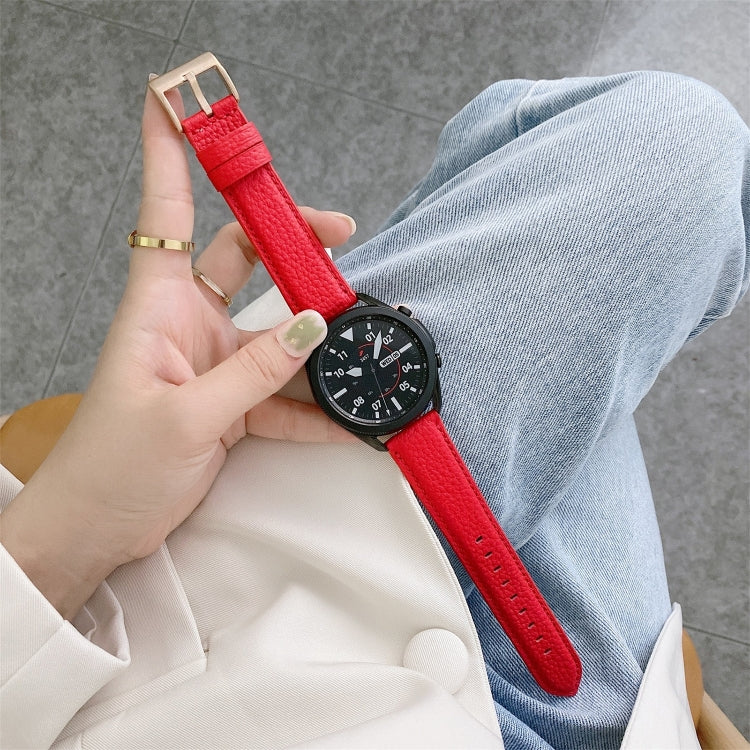 Genähtes Uhrenarmband aus Litschi-Textur-Leder, Ersatzarmband für Samsung Galaxy Watch 42mm, für Samsung Galaxy Watch 46mm, für Samsung Galaxy Watch 3 41mm, für Samsung Galaxy Watch 3 45mm, für Samsung Galaxy Watch Active2 40mm