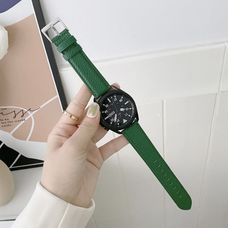 Genähtes Uhrenarmband aus Litschi-Textur-Leder, Ersatzarmband für Samsung Galaxy Watch 42mm, für Samsung Galaxy Watch 46mm, für Samsung Galaxy Watch 3 41mm, für Samsung Galaxy Watch 3 45mm, für Samsung Galaxy Watch Active2 40mm