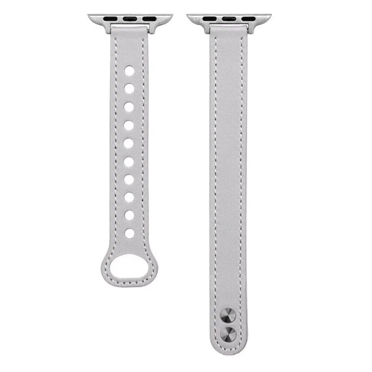 Ersatzarmband aus Leder mit Doppelnagelverschluss, passend für Apple Watch Series 7 (41 mm), 6, SE, 5 und 4 (40 mm) sowie für Apple Watch Series 7 (45 mm), 6, SE, 5 und 4 (44 mm).