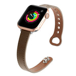 Ersatzarmband aus Leder mit Doppelnagelverschluss, passend für Apple Watch Series 7 (41 mm), 6, SE, 5 und 4 (40 mm) sowie für Apple Watch Series 7 (45 mm), 6, SE, 5 und 4 (44 mm).
