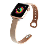 Ersatzarmband aus Leder mit Doppelnagelverschluss, passend für Apple Watch Series 7 (41 mm), 6, SE, 5 und 4 (40 mm) sowie für Apple Watch Series 7 (45 mm), 6, SE, 5 und 4 (44 mm).