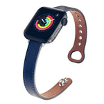 Ersatzarmband aus Leder mit Doppelnagelverschluss, passend für Apple Watch Series 7 (41 mm), 6, SE, 5 und 4 (40 mm) sowie für Apple Watch Series 7 (45 mm), 6, SE, 5 und 4 (44 mm).