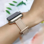 Ersatzarmband aus Leder mit Doppelnagelverschluss, passend für Apple Watch Series 7 (41 mm), 6, SE, 5 und 4 (40 mm) sowie für Apple Watch Series 7 (45 mm), 6, SE, 5 und 4 (44 mm).