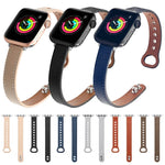 Ersatzarmband aus Leder mit Doppelnagelverschluss, passend für Apple Watch Series 7 (41 mm), 6, SE, 5 und 4 (40 mm) sowie für Apple Watch Series 7 (45 mm), 6, SE, 5 und 4 (44 mm).