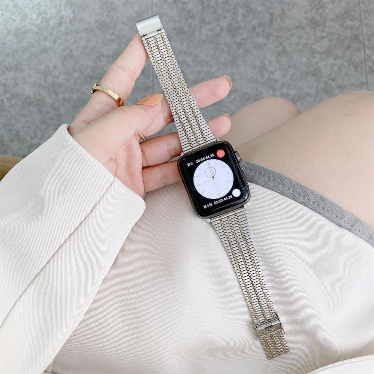 Farblich passendes Edelstahl-Ersatzarmband mit sieben Perlen, für Apple Watch Series 7 (41 mm), 6, SE, 5 und 4 (40 mm) sowie für Apple Watch Series 7 (45 mm), 6, SE, 5 und 4 (44 mm).