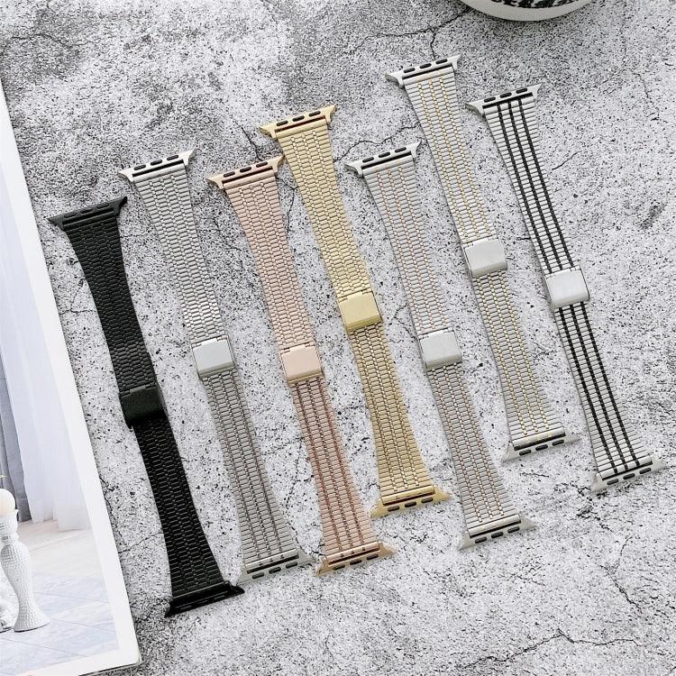 Farblich passendes Edelstahl-Ersatzarmband mit sieben Perlen, für Apple Watch Series 7 (41 mm), 6, SE, 5 und 4 (40 mm) sowie für Apple Watch Series 7 (45 mm), 6, SE, 5 und 4 (44 mm).