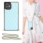 Elegant Rhombic Pattern Microfiber Leather +TPU Shockproof Case with Crossbody Strap Chain, For iPhone 12 mini, For iPhone 12 / 12 Pro, For iPhone 12 Pro Max