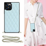 Elegant Rhombic Pattern Microfiber Leather +TPU Shockproof Case with Crossbody Strap Chain, For iPhone 12 mini, For iPhone 12 / 12 Pro, For iPhone 12 Pro Max