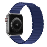 Silicone magnetic watchband for apple watch in navy color, compatible with multiple Apple Watch sizes.