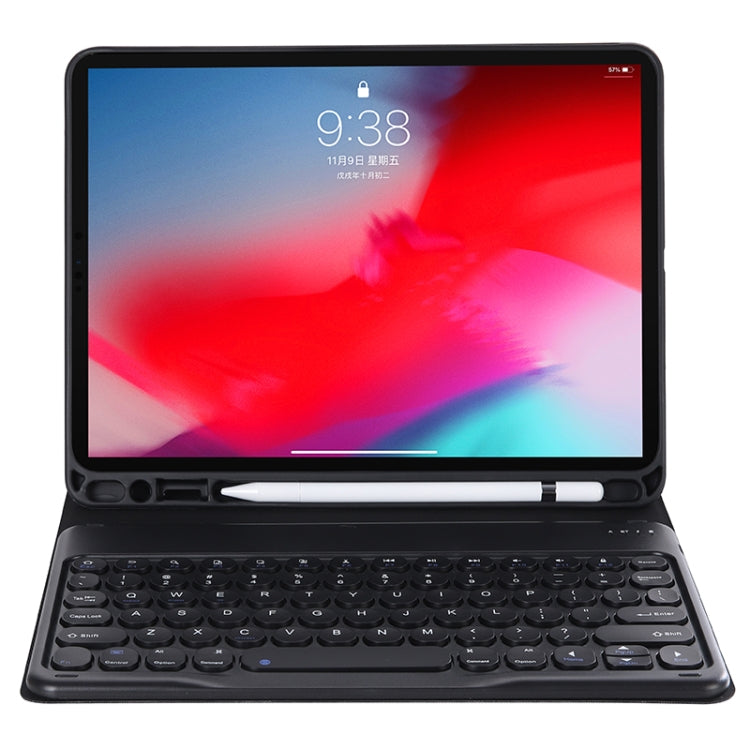Y-C11B 2021 Abnehmbare Bonbonfarbene Hautstruktur Rundtasten Bluetooth Tastatur Lederhülle mit Stifthalter & Ständer, Für iPad Pro 11 2021 / Air4 / Air5 / Pro 11