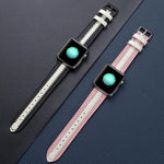 Leuchtendes Ersatzarmband aus Rindsleder, passend für Apple Watch Series 7 (41 mm), 6, SE, 5 und 4 (40 mm) sowie für Apple Watch Series 7 (45 mm), 6, SE, 5 und 4 (44 mm).