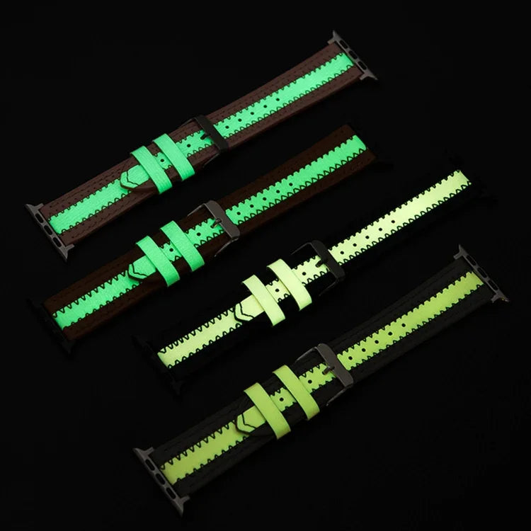 Leuchtendes Ersatzarmband aus Rindsleder, passend für Apple Watch Series 7 (41 mm), 6, SE, 5 und 4 (40 mm) sowie für Apple Watch Series 7 (45 mm), 6, SE, 5 und 4 (44 mm).
