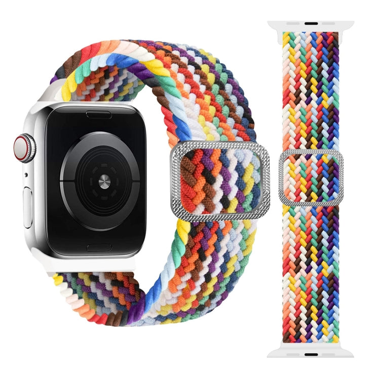 Geflochtenes Elastisches Schnallenarmband für Apple Watch Series 9&8&7 41mm / SE 3&SE 2&6&SE&5&4 40mm / 3&2&1 38mm (Regenbogenfarbe), Für Apple Watch Series 8&7 41mm / SE 2&6&SE&5&4 40mm / 3&2&1 38mm