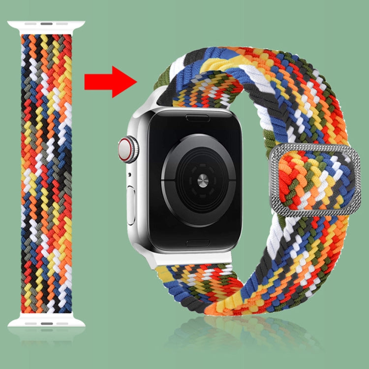 Geflochtenes Elastisches Schnallenarmband für Apple Watch Series 9&8&7 41mm / SE 3&SE 2&6&SE&5&4 40mm / 3&2&1 38mm (Regenbogenfarbe), Für Apple Watch Series 8&7 41mm / SE 2&6&SE&5&4 40mm / 3&2&1 38mm