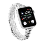 Schmales Taillen-Sieben-Perlen-Edelstahlarmband für Apple Watch Series 6 & SE &, für Apple Watch Ultra 49mm / Series 8&7 45mm / SE 2&6&SE&5&4 44mm / 3&2&1 42mm, für Apple Watch Series 7 41mm / 6 & SE & 5 & 4 40mm / 3 & 2 & 1 38mm